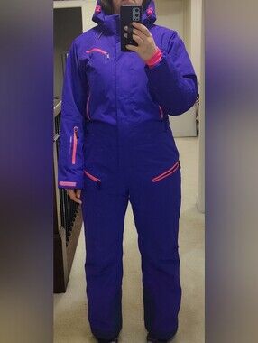 Womens Purple One-Piece Snow/Ski Outdoors Suit Pink Accents Y2K Cottagecore Wint